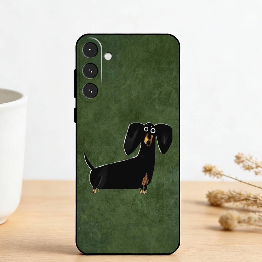 C-Cute Dachshund   Phone Case For Samsung Galaxy A73,A72,A71,A70,A53,A52,A51,Others Soft Black Cover