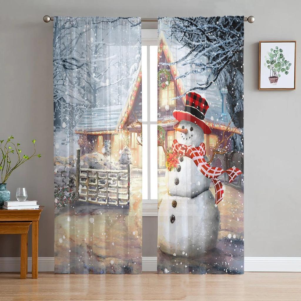 Panda Forest Funny Tulle Window Curtain for Livingroom Printed Sheer Curtain Home Decor Window Panels Chiffon Drapes