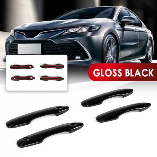 For 2018-2022 Toyota Camry GLOSS BLACK Door Handle Covers WITH 2 Smart Keyholes