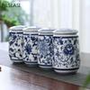 Chinese Paleis Blauw-Wit Porselein Thee Caddy Draagbare Keramiek Afgesloten Containers Reis Thee Zakje Opbergdoos Koffie Bus