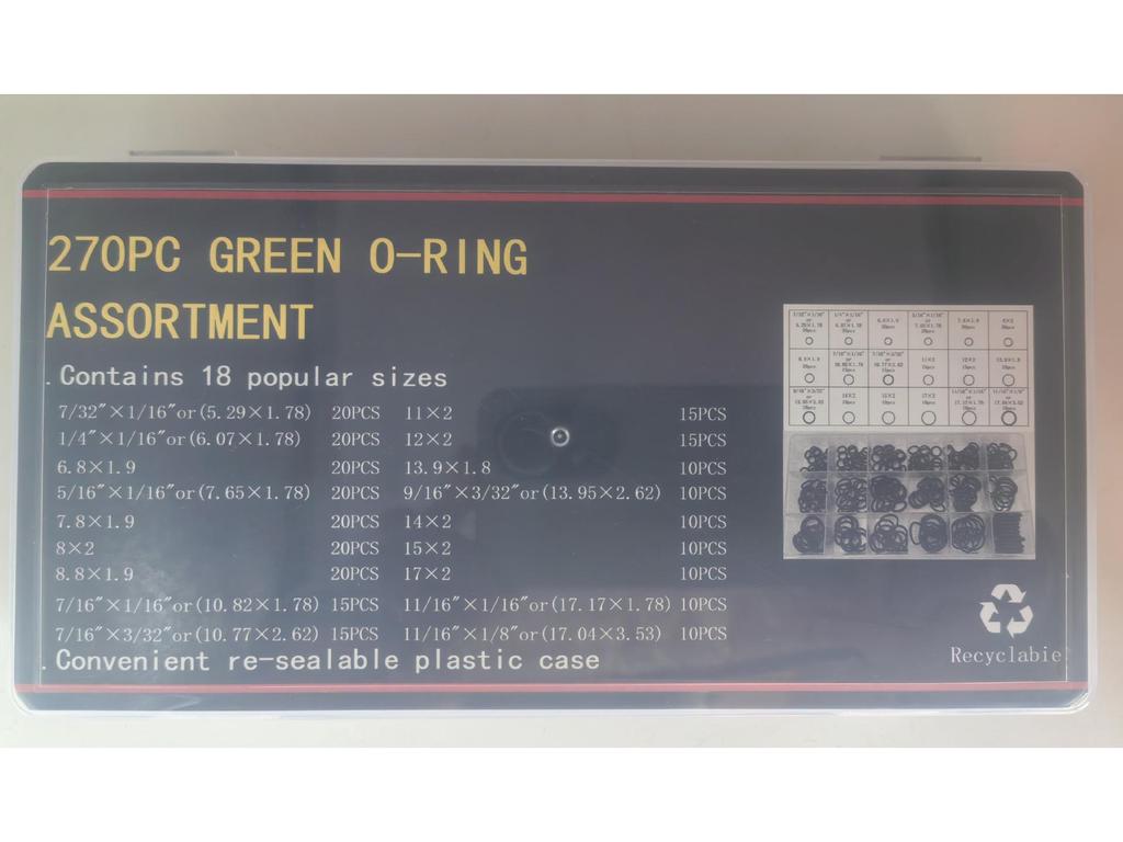 270-Piece Green O-Ring Set & 225-Piece Purple O-Ring Set for Car AC Repair - Waterproof