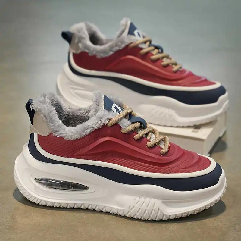 Fashion Furry Winter Women's Flat Shoes Female Loafers Red Fuchsia Sneakers Sport Special Special Use Shors Loafersy Vzuttya Tennes