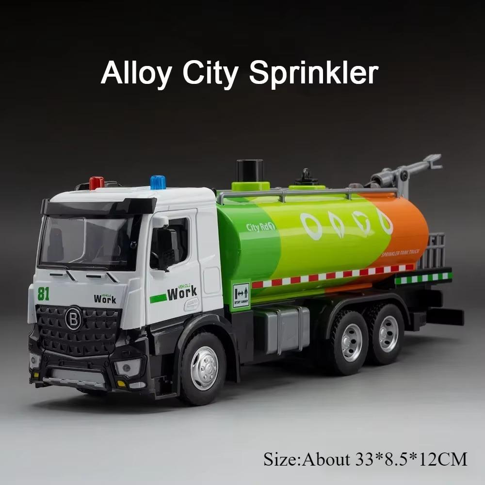 1:24 Ladder Water Tank Fire Truck Alloy Sprinkler Sweeper Model Toys Car Doors Opened Sound Light Pull Back Vehices Boy Kid Gift