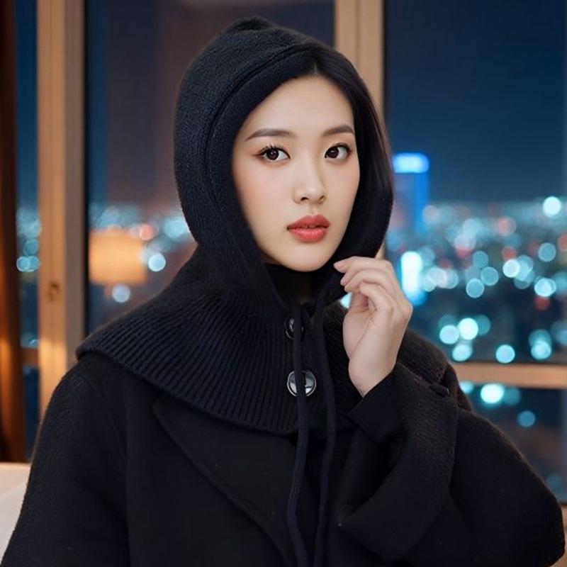 Women's Autumn & Winter Knit Hat and Scarf Set – Hooded, Warm, Ear & Cold Protection