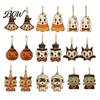 Mummy And Owl Hanging Ornaments Halloween Wooden Decor, Ghost Black Cat Pumpkin Ornament, Rustic Vintage Decorative Pendants Wall Decor Gift Tags for