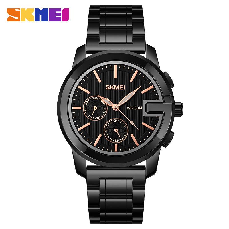 Fashion multi-functional scale quartz watch, solid steel belt business men's watch direct sales