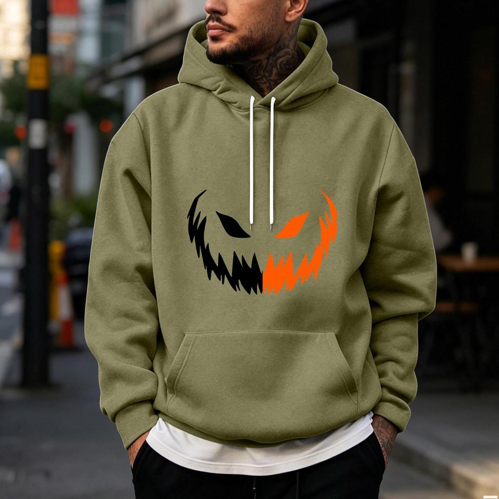 Men's Halloween Printed Pullover Hoodie Sweatshirt