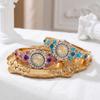 Round Dial Ladies Wristwatch Rhinestone Bracelet Quartz Watch Flower Butterfly Watch  Court Style