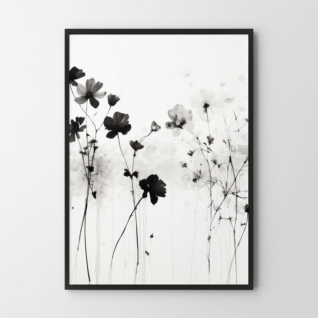 Plakat schwarze Blumen