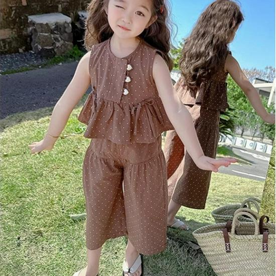 

Girls Floral Summer Set 2025: Casual Top & Loose Long Pants 130 cm