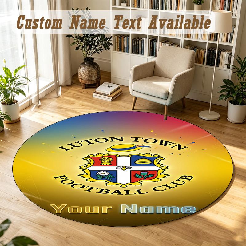 Round Rug Custom NameLuton Town Pattern Non Slip Carpet Home Floor Decor