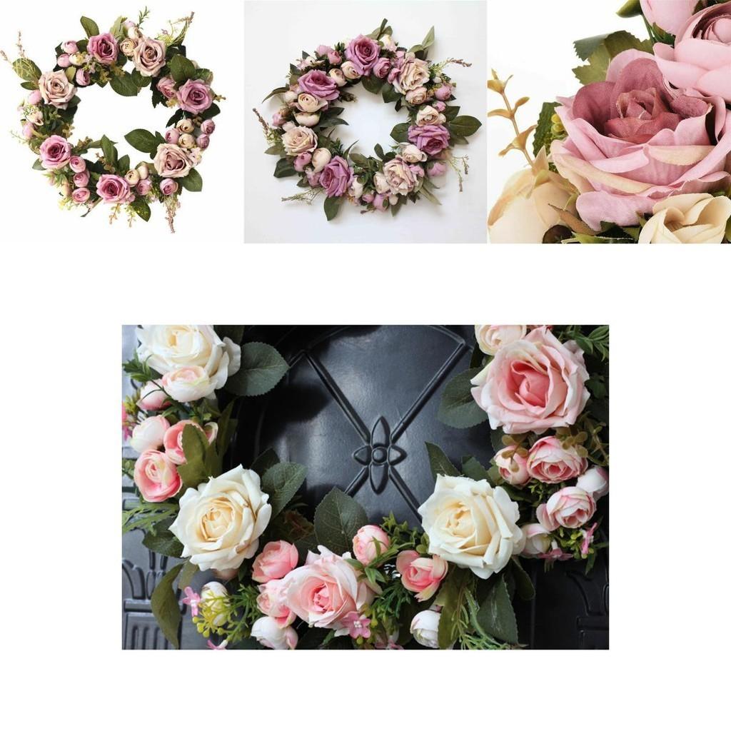 Beautiful Artificial Peony Rose Flower Garland Wreath For Charming Home Decor