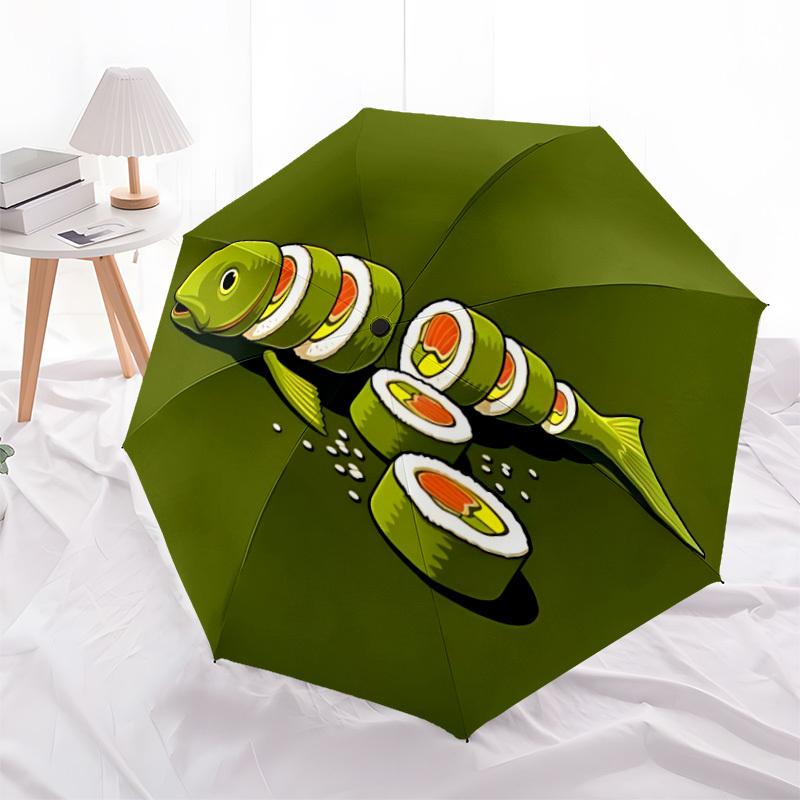 1pc Sushi Fish Automatic Open/Close, Foldable Compact Umbrella with 8-Rib Shaft, Perfect Gift For Men And Women, Casual Style, Vibrant Motif