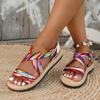 Women's Large Size Slope Heel Sandals Shoes Summer Casual Buckle Design Thick Sole Beach Sandals 36-43