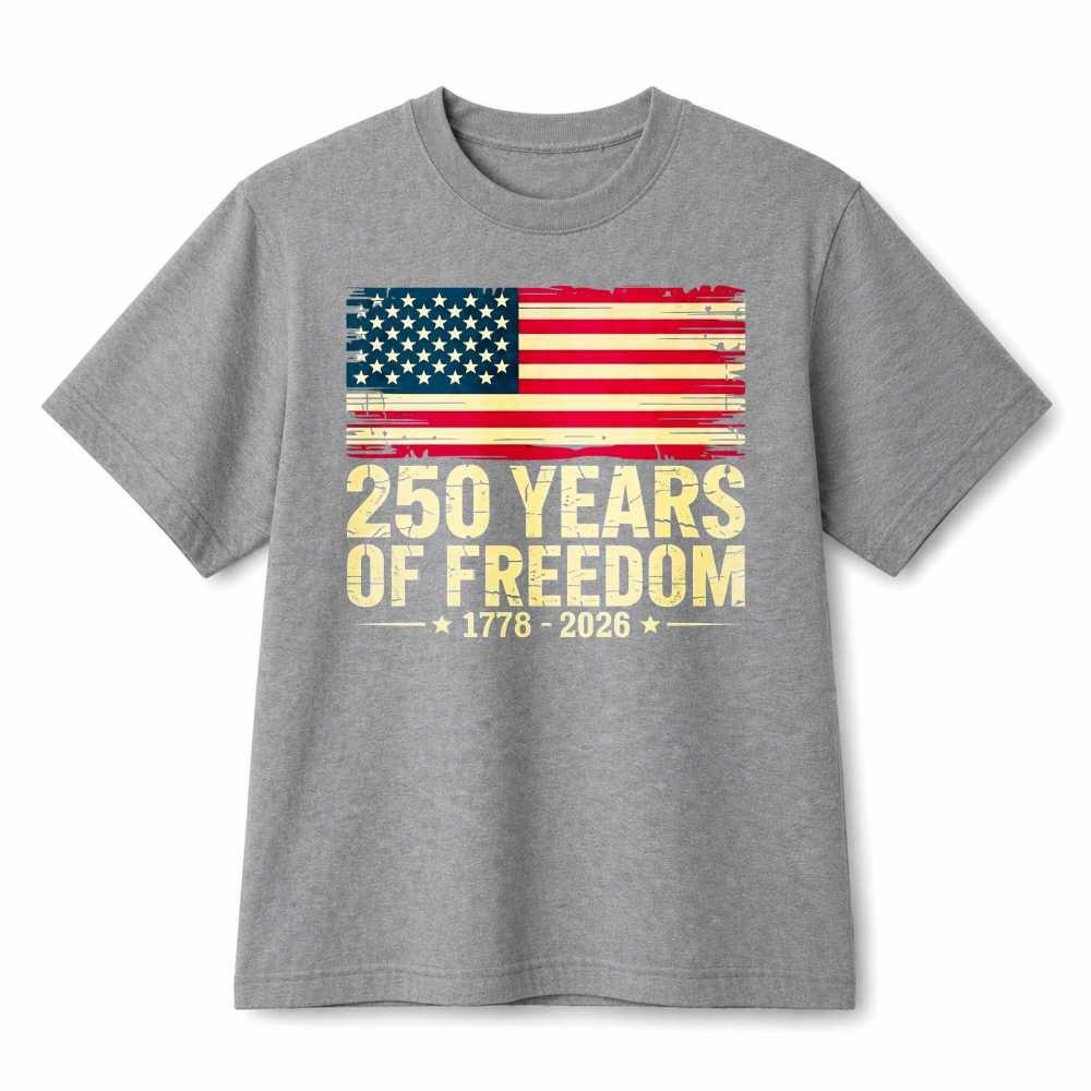 250 Years Of Freedom 1776-2026 USA Flag Patriotic Retro Cotton T-Shirt Unisex XXXXL