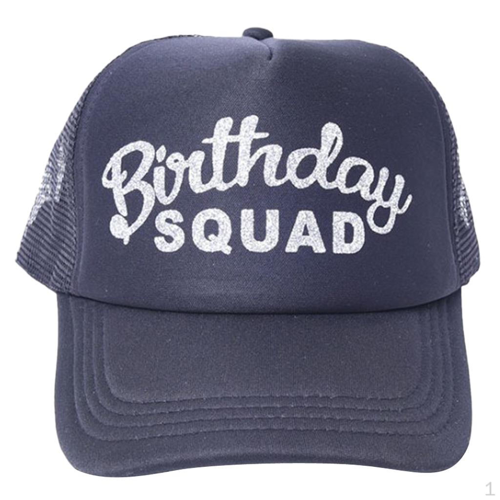 

Birthday Cap With Printed For Party, fabric Silver Bothday Squad