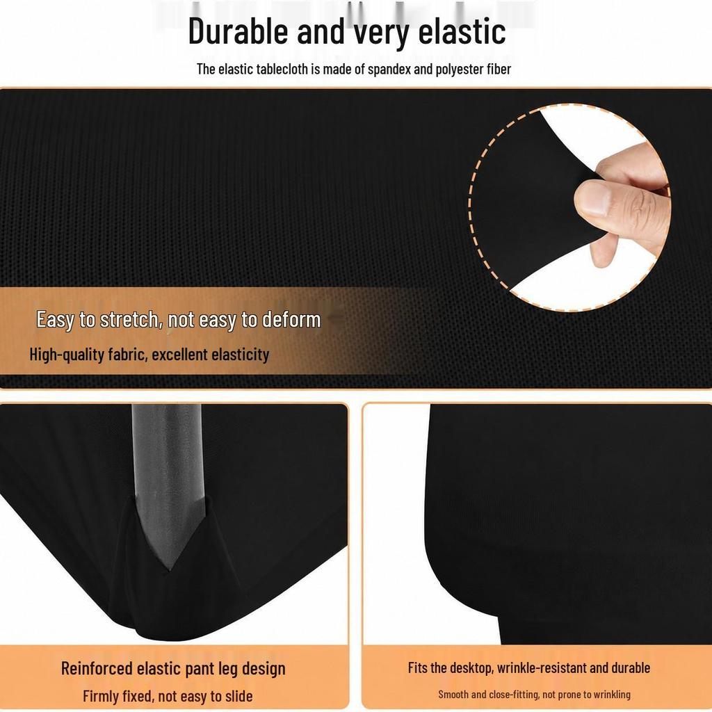 Elastic Wrinkle-Resistant Tablecloth: 4FT, 6FT, 8FT - Washable Cover for Outdoor Wedding, Party, Banquet, and Dining Tables