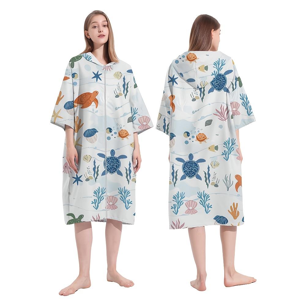 Erwachsenen Badeponcho mit Kapuze, Schwimm- und Strandtuch, Mit Reißverschluss, Geeignet für Schwimmen und Strandurlaube