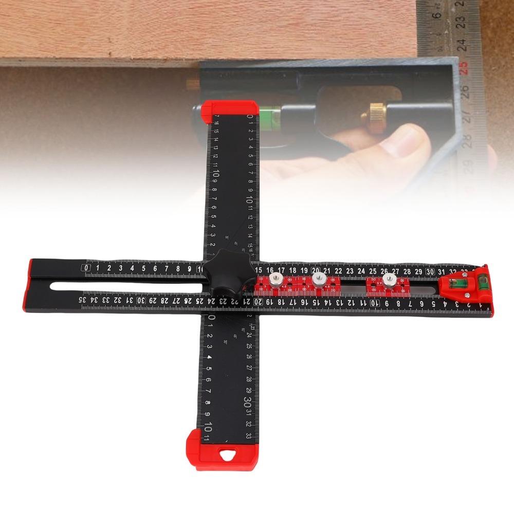 4 in 1 Drilling Position Ruler Metric T Square Multi Angle Measuring Tool Drawer Door Installation