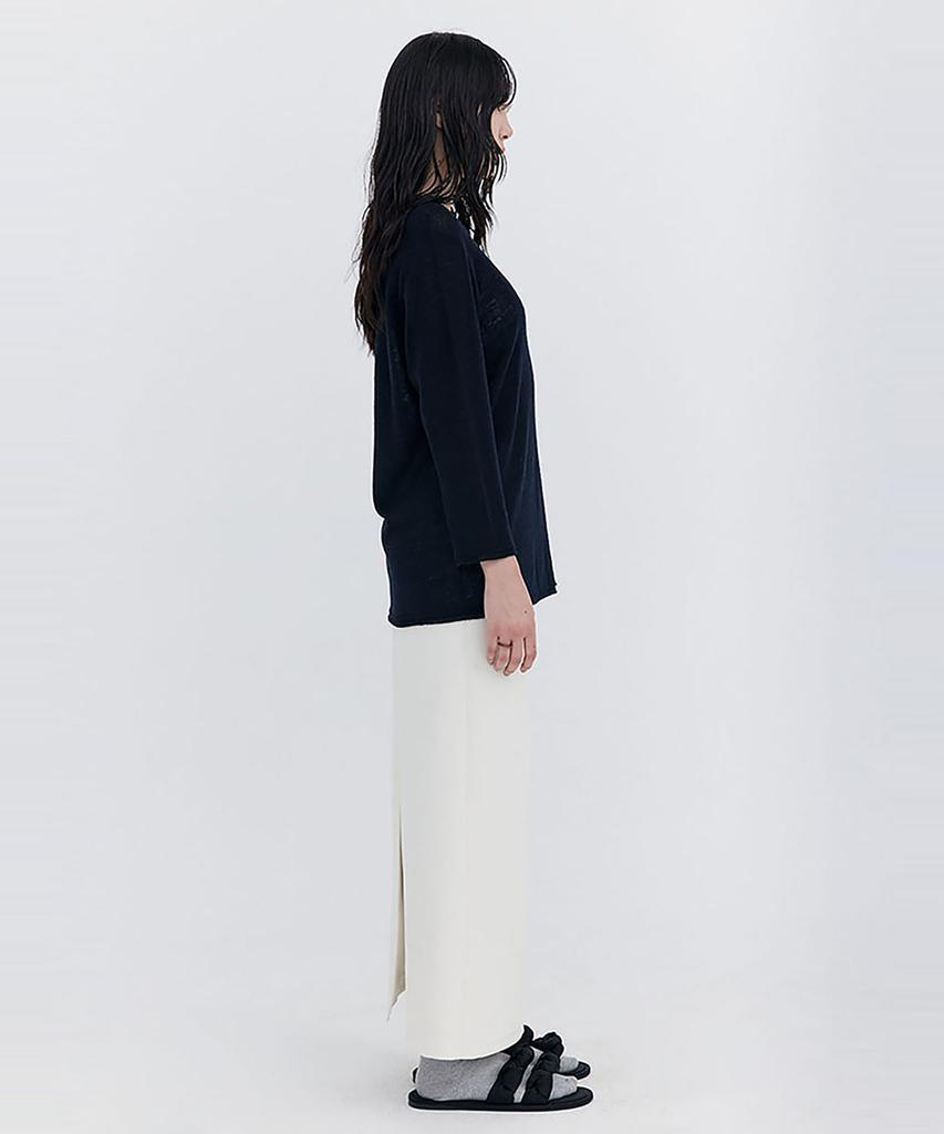 WNDERKAMMER Wool Button Line T-Shirt_Navy