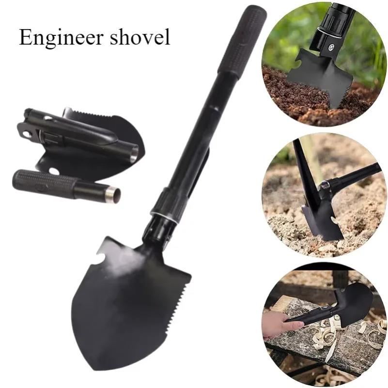 Multifunctional Camping Outdoor EDC Shovel Portable Folding Tactical Spade Survival Steel Shovel For Garden Engineers Shovel