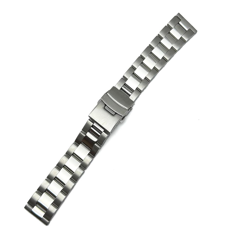 Diving Safety Buckle Flat Head Watch Strap - Stainless Steel Band for Men's Watches, Polished, 18mm/20mm