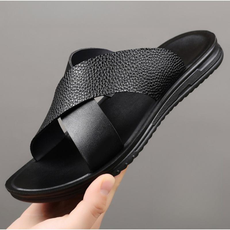 

Summer New Non-slip Soft-soled Breathable Beach Shoes Joker Wearing Sandals for Men 38 чорний