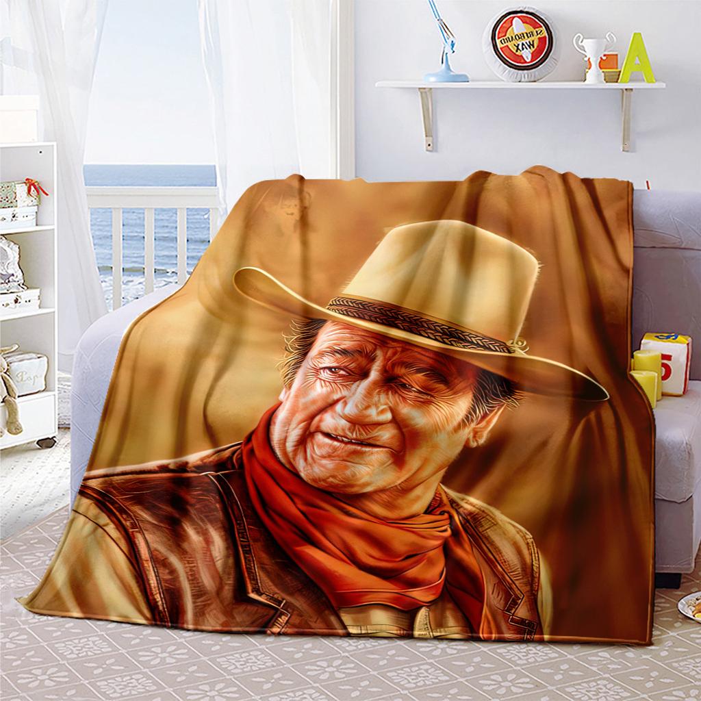 John Wayne Western Cowboy Blanket Soft Comfortable All Seasons Perfect Sofa Office Nap Travel Festive Gift