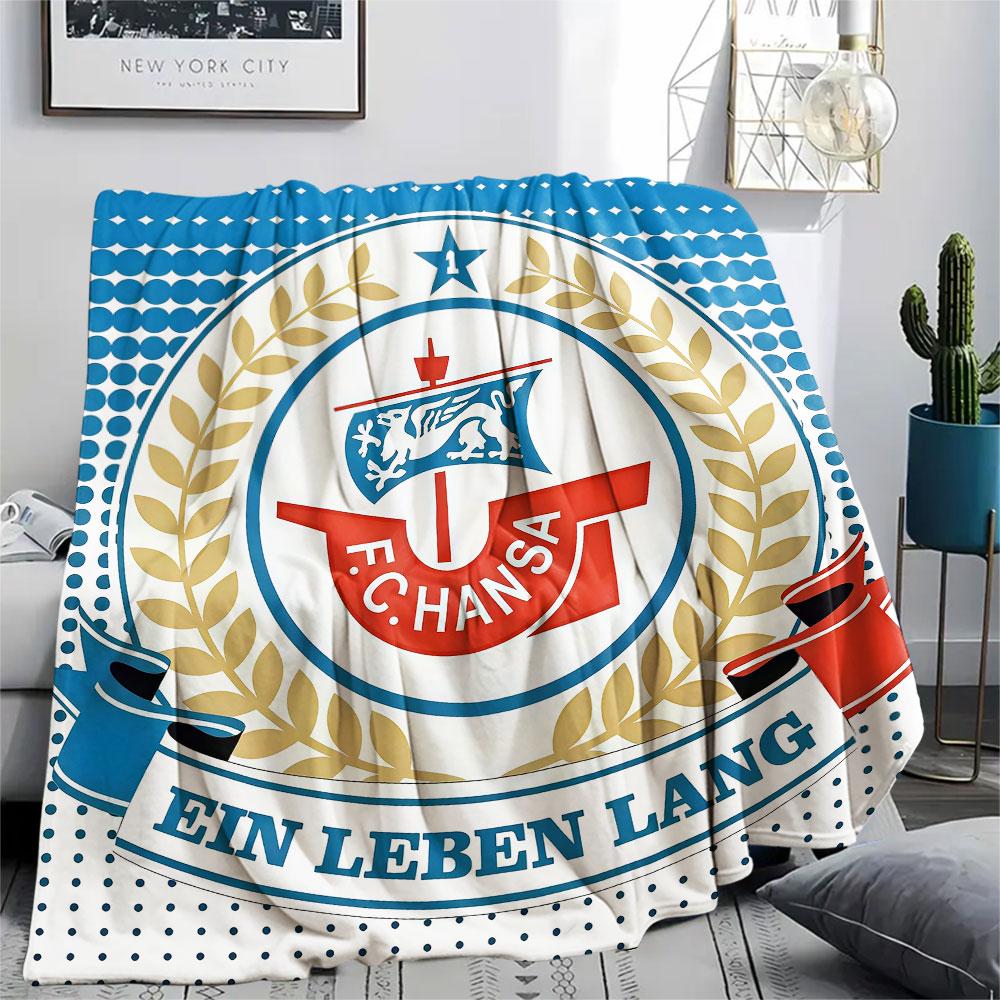 1PC F.C. Hansa Rostock Patterned Flannel Blanket Suitable For All Seasons for Home Decor Warmth and Comfort Gifts Holiday Present