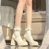 New Thin Strap Thick Heel High Heels for Women and Girls with Lolita Outer Wear Heightened Platform Small Leather Shoes
