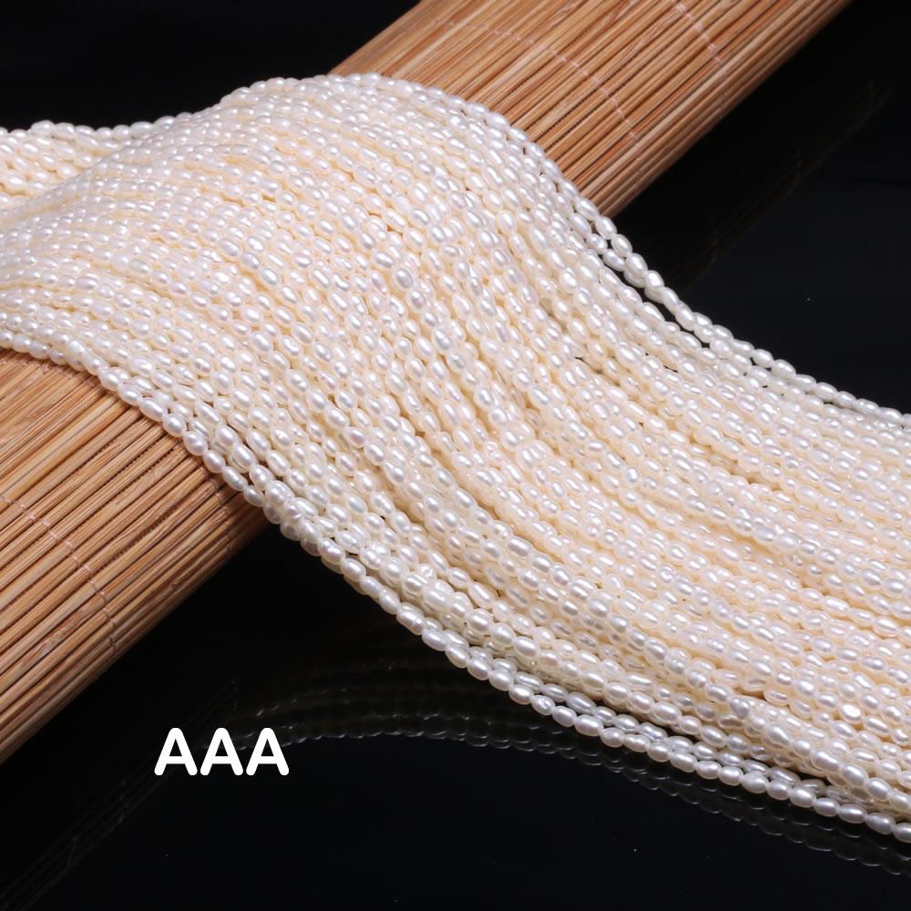 1String, 2-2.5mm White Natural Shell Mother of Pearl Beads, Handcrafted Rice Shape Loose Spacer Beads for DIY Necklace, Bracelet, Jewelry Making 36cm
