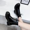 New Mid Calf Boots Women Winter Fashion Lace-up Ladies Chelsea Zipper Botas Mujer Boots Sports Platform Heel Ladies Shoes D466