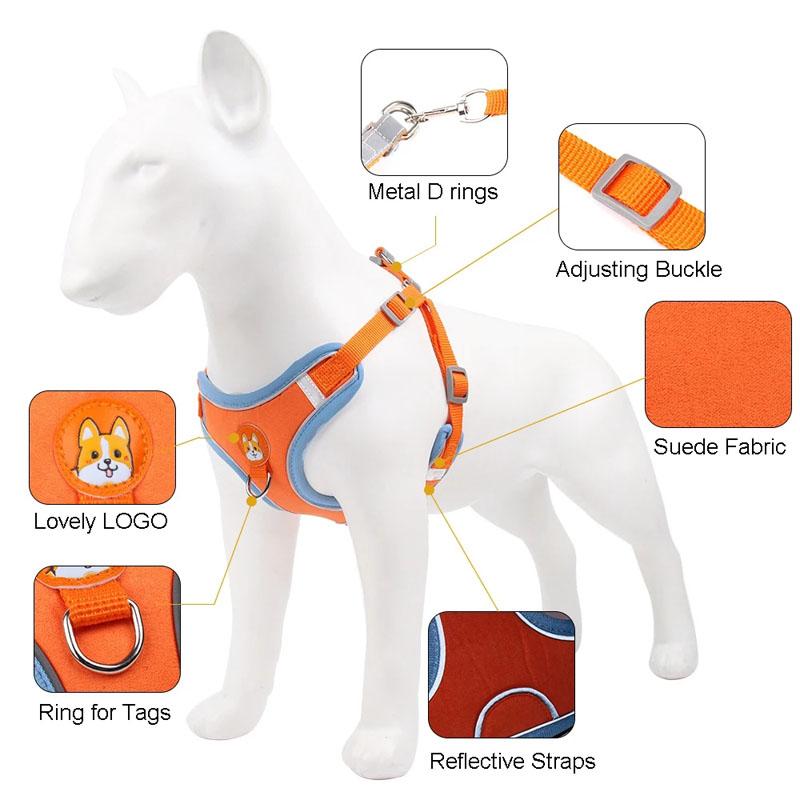 Pet Dog Harness and Leash Set Adjustable Flannel Chest Harness Reflective Breathable For Small Dogs Teddy Chihuahua Pet Supplies
