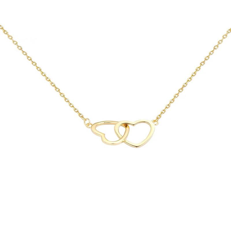 Personalizovaný jednoduchý dvojitý srdiečkový choker náhrdelník pre ženy Duté prívesky v tvare srdca Náhrdelník na kľúčnu kosť Darčeky pre dievčatá Šperky