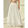 Women's Fashionable Layered Long Skirt Casual Solid Color Elastic Waist Women Half Skirt Holiday Date Vacation