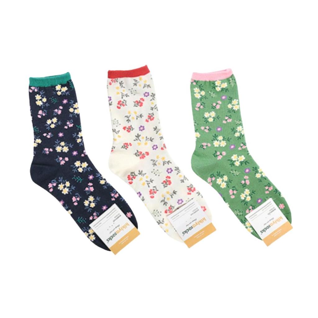 Women's Vintage Cottagecore Crew Socks 3-Pack
