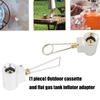 Gas Canister Adapter Small Metal Design for Stove Camping Quick Connecting Propanes Tanks Refueling Outdoor Cooking Tool