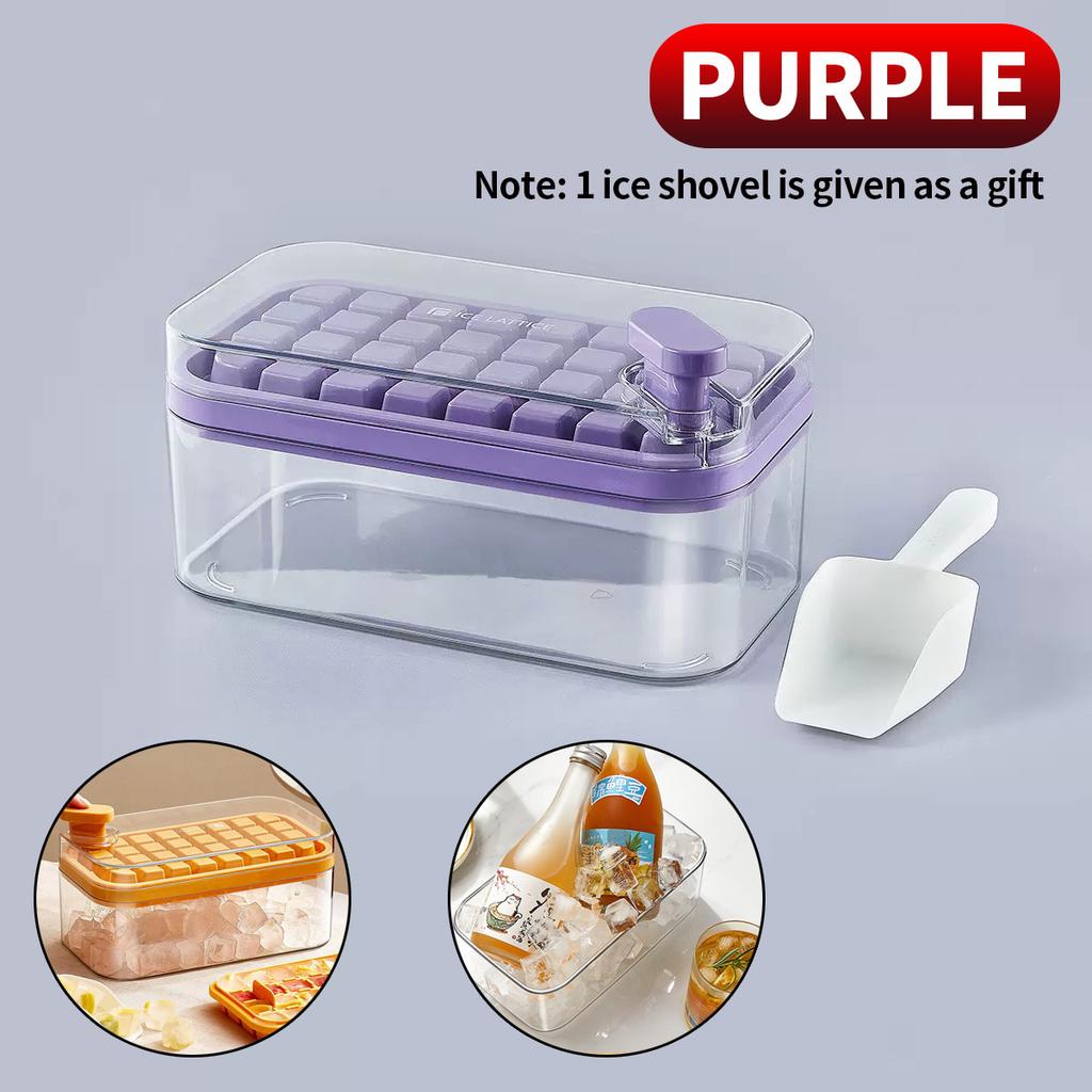 32 grid ice making mold, one click de icing, equipped with 1 ice spoon and ice storage container, essential for summer home use