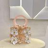 Hollow Out Metal Cage Handbag Women's Flower Clutch Purse Crystal Shiny Rhinestone Diamond Evening Bag Wedding Party
