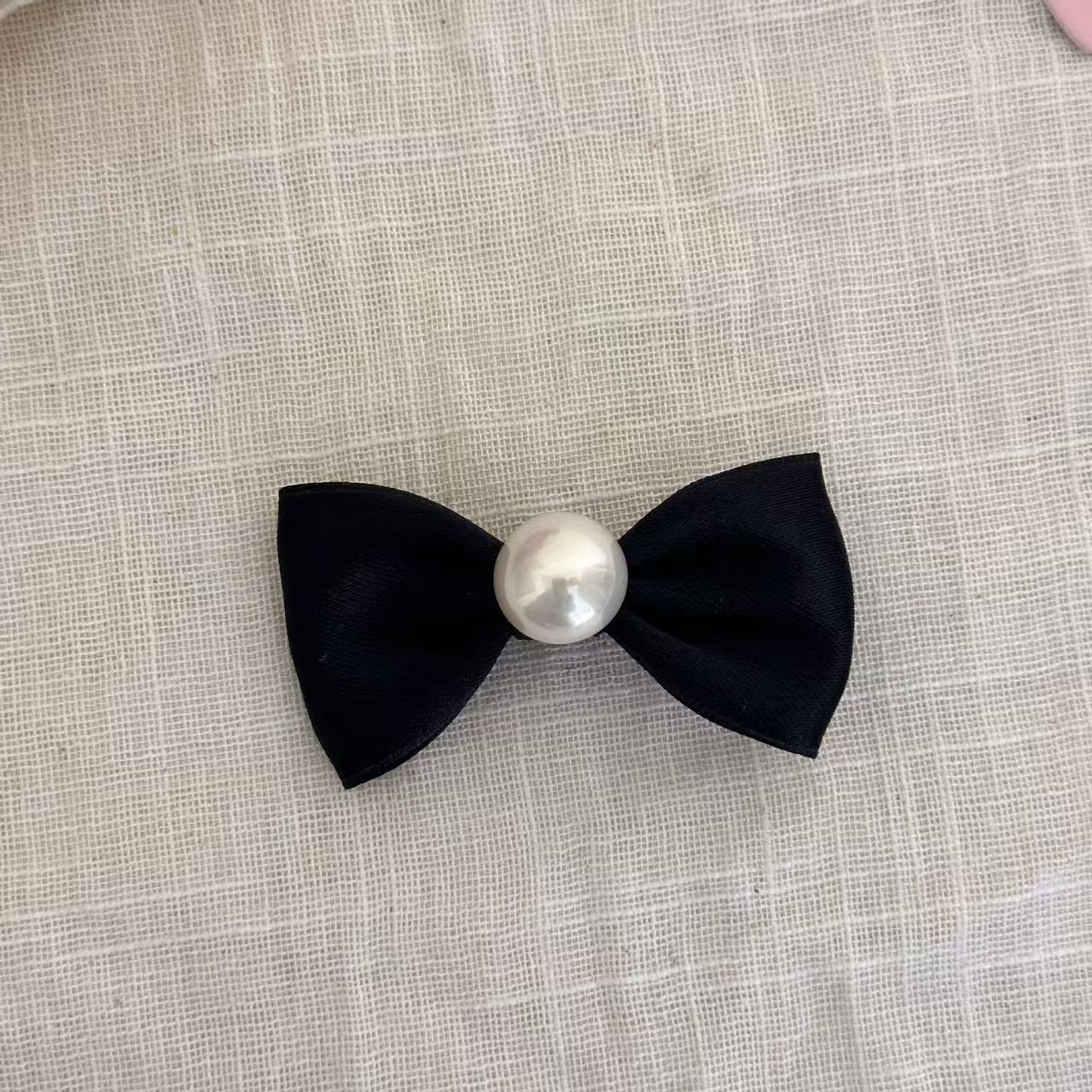 Элегантная корейская заколка для волос с черной жемчужиной и бантом для женщин