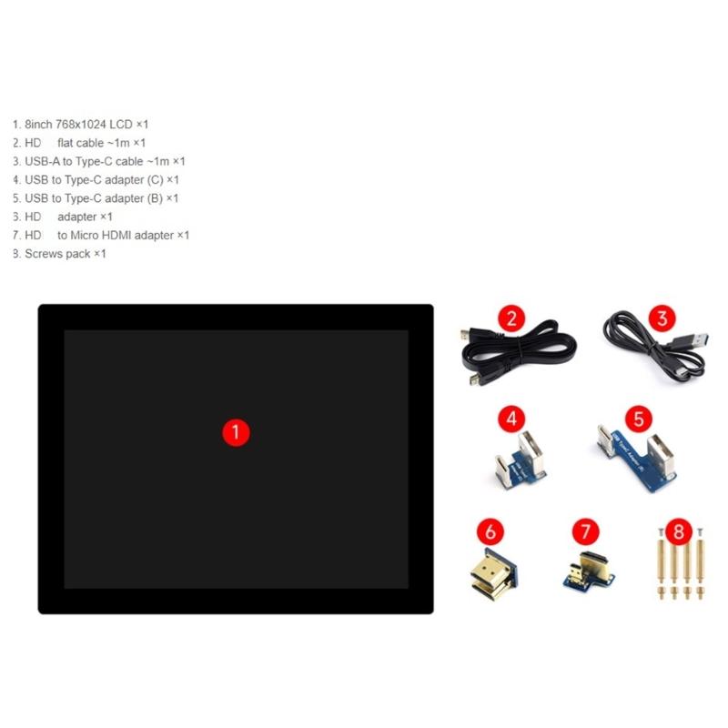 8inches Glass Panel IPS Screen 10 Point Touches LCD Screen 768*1024, Toughened Glass Capacitive Screen