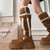 Schaffell und Fell sind integriert, aber knielange Schneestiefel, Kinder-Fleece-verdickte thermische Baumwollschuhe, kleinsöhlige Stiefeletten.