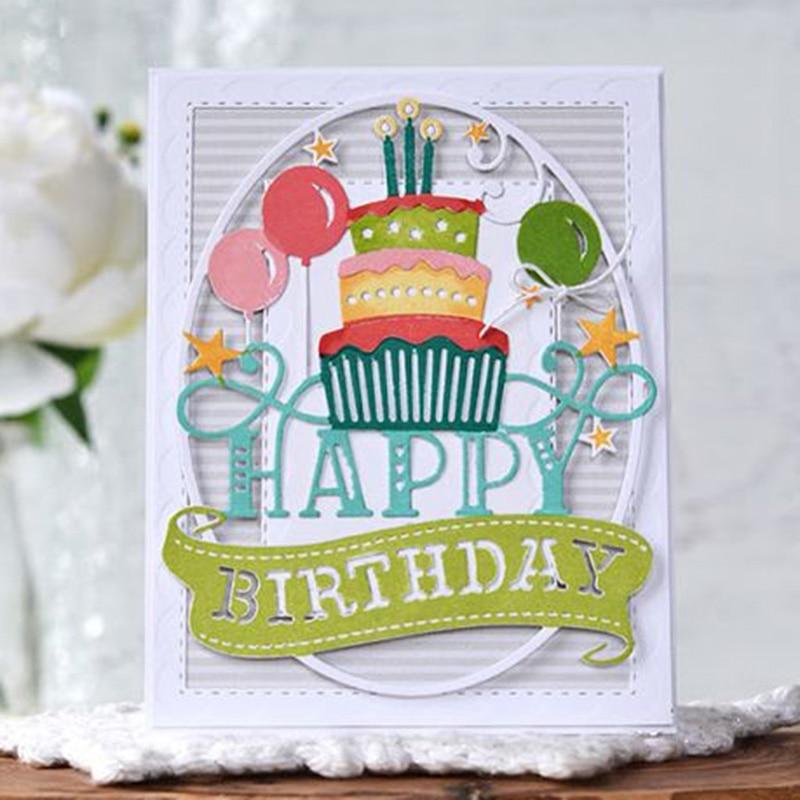 Happy Birthday Cake Metal Cutting Dies Stencil Scrapbooking Photo Album Card Paper Embossing Craft