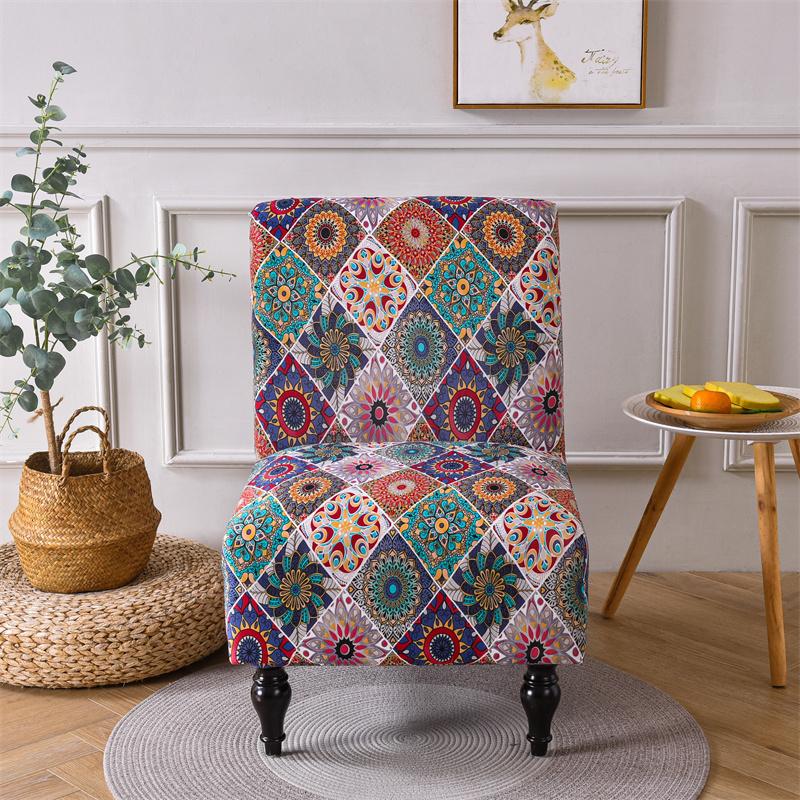 Bohemian Armless Chair Cover Stretch Spandex Accent Dining Chair Covers Nordic Sofa Slipcovers For Living Room Christmas Decor