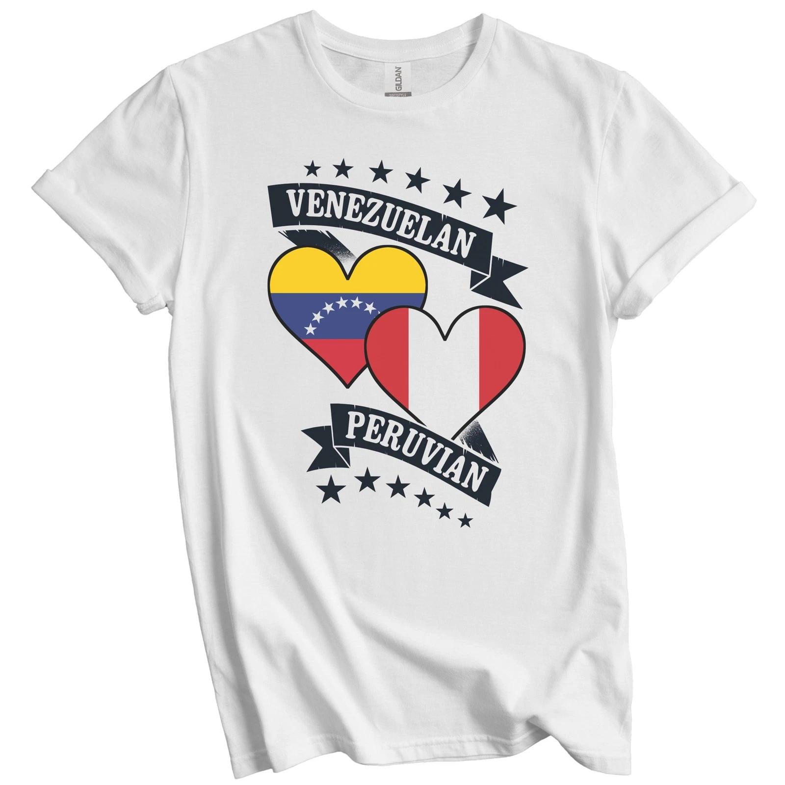 Venezuelan Peruvian Heart Flags Venezuela Peru T-Shirt L