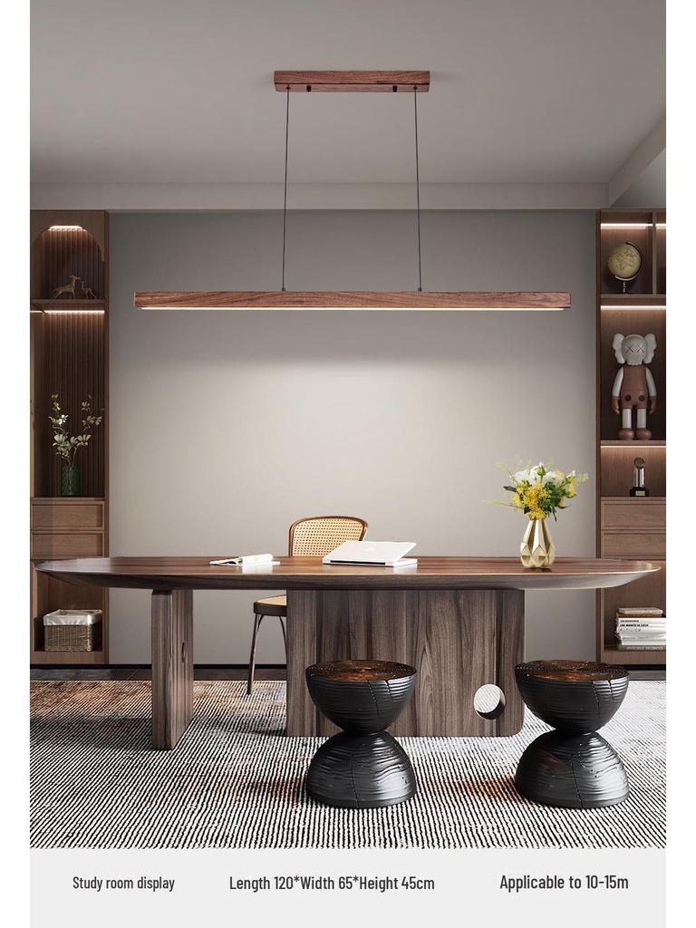 Lustre Wabi-Sabi em Nogueira Preta: Luminária de escritório em madeira maciça de inspiração japonesa