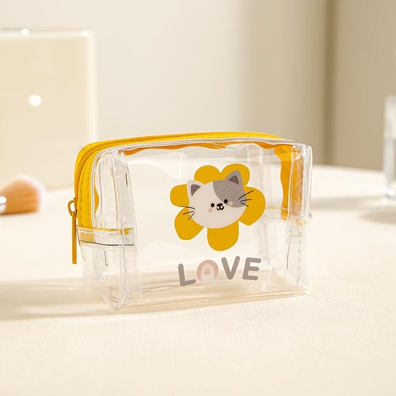 Transparent PVC Mini Portable Storage Bag Multifunctional Cute Animal Print Purse For Travel