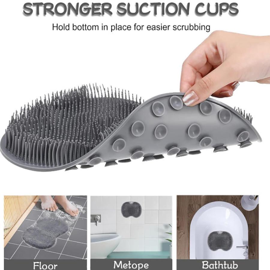 Shower Foot Scrubber, Wall Mounted Bath Massage Pad, Back Scrubber Back with Non Slip Suction Cups To Improve Circulation