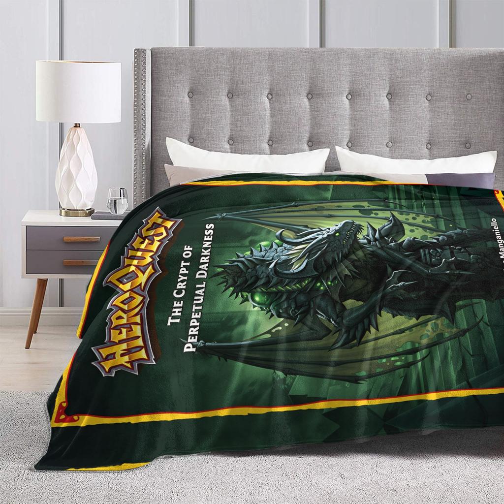 Super Warm Blanket Picnic Heroquest Card Game Throw Blanket Retro Card Flannel Bedspread For Outdoor Pattern Sofa Bed Cover