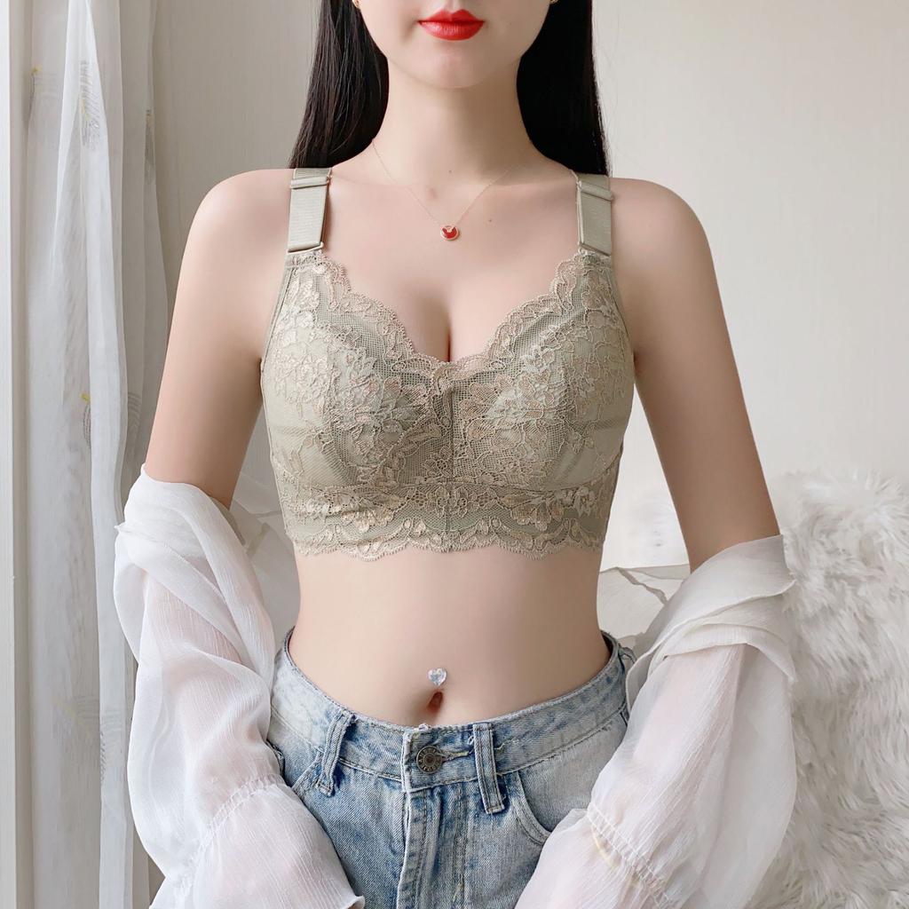 Summer Bra Women's Thin Bra Women's Underwire Bra Gathered Chest Gathered Accessory Bra Plus Size Bra